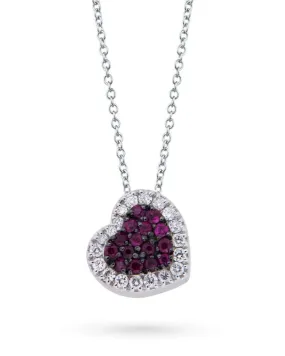 Girocollo oro bianco cuore rubini 0,17ct diamanti 0,16ct Mirco Visconti