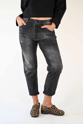 JEANS BOYFRIEND CON MICROROTTURE COLOR GRIGIO