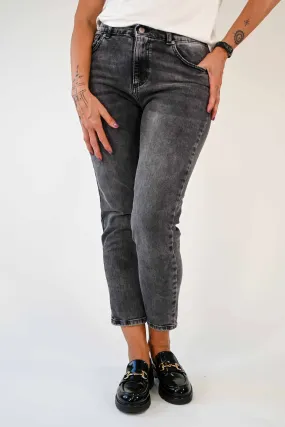 JEANS BOYFRIEND LAVAGGIO NERO ELASTICIZZATO