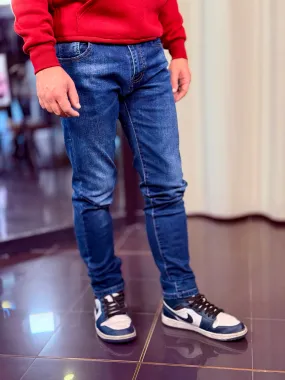 Jeans Slim blu scuro slavato 138