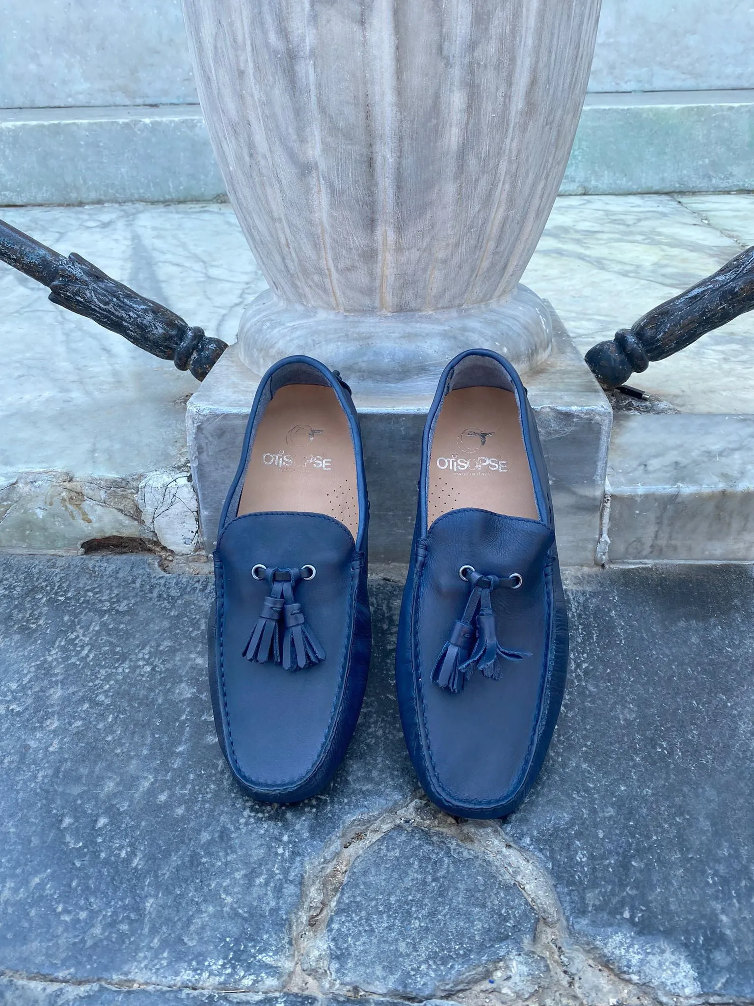 Mocassini in pelle blu