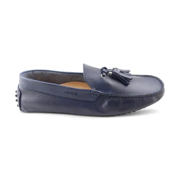 Mocassini in pelle blu