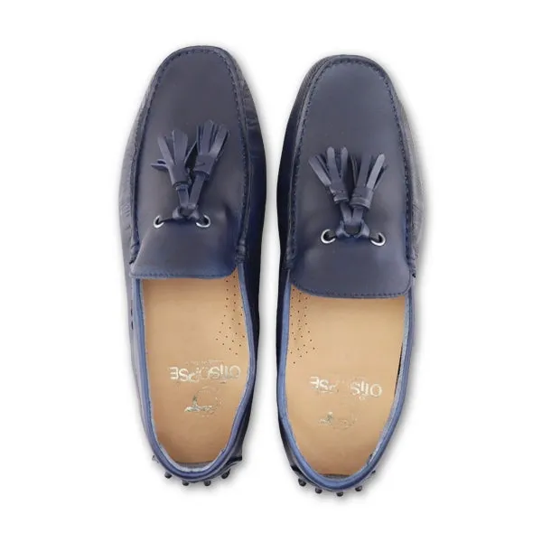 Mocassini in pelle blu